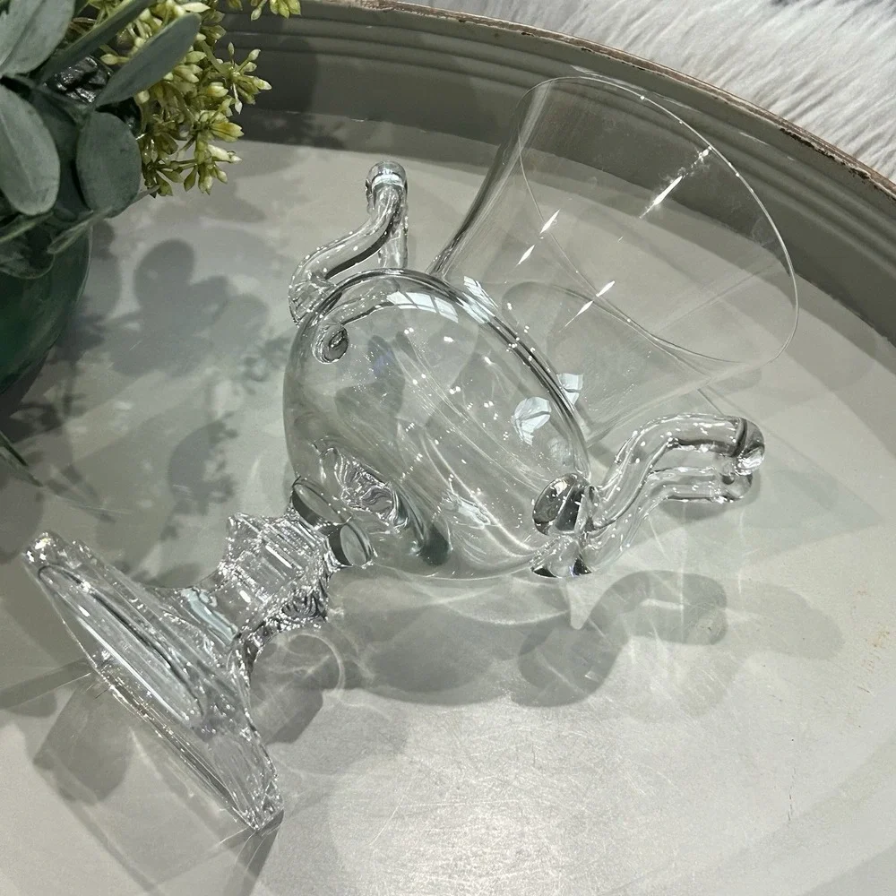 Duncan‎ Miller MCM 1940's Grecian Clear Glass Urn Vase With Handles